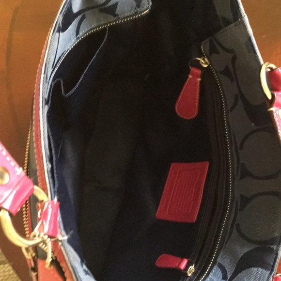 Dark pink and navy Coach purse - Picture 2 of 2